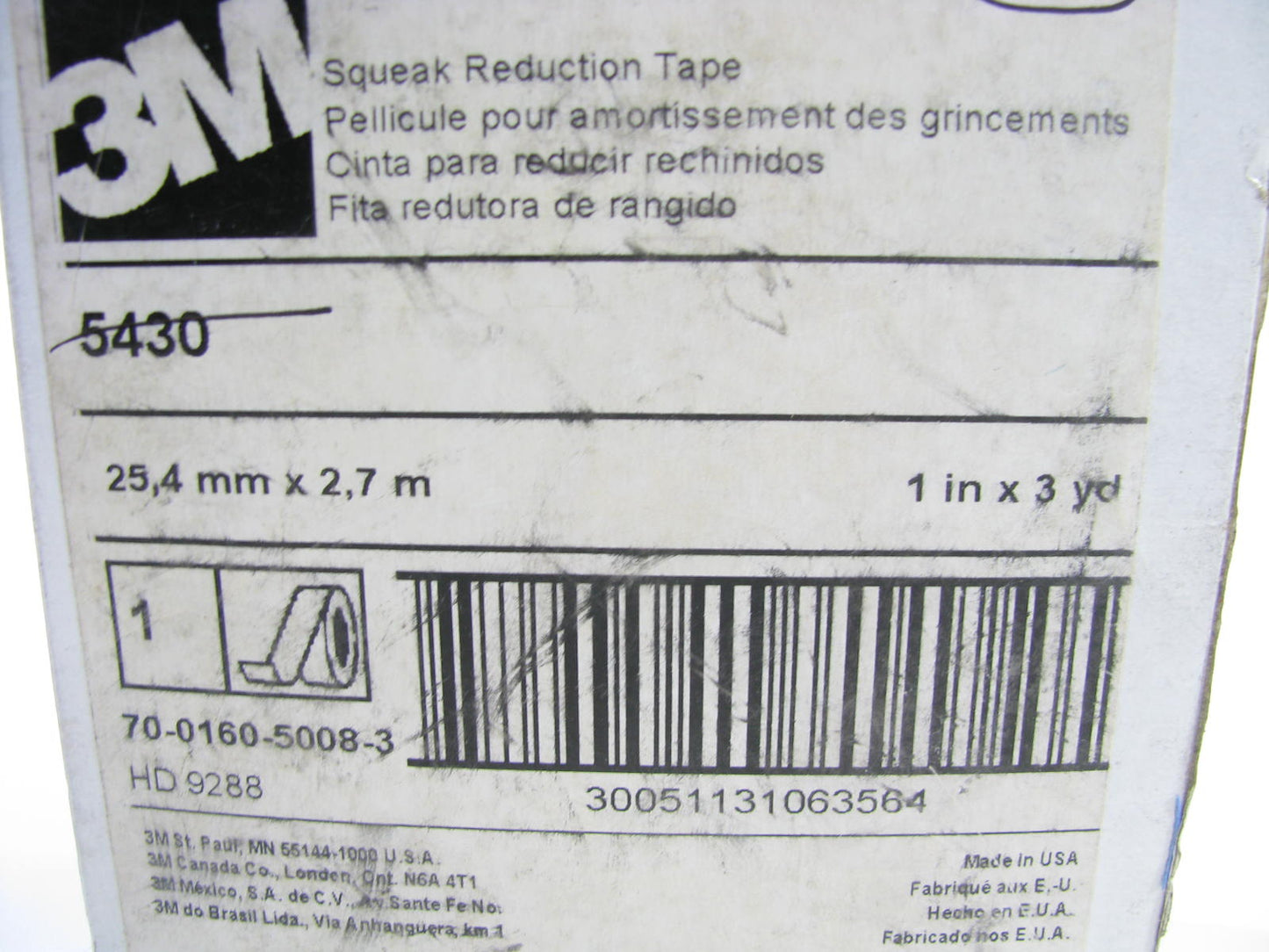 3m 5430 Squeak Reduction Tape Clear - 1'' X 3 Yard