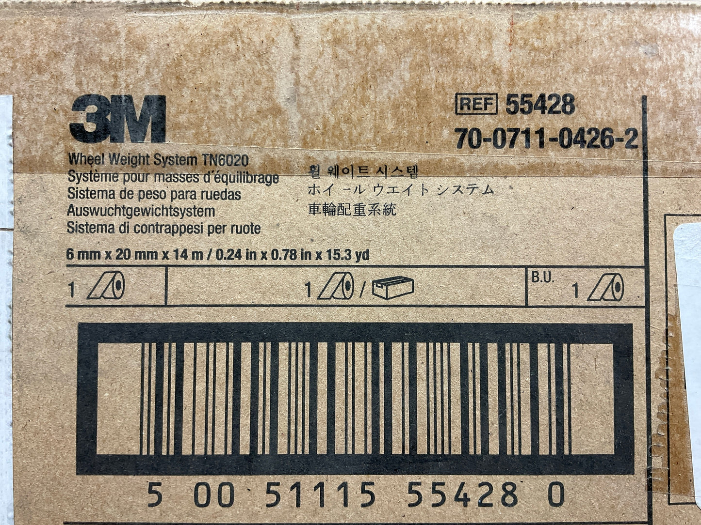 3M 55428 Wheel Weight Black TN6020, 20 Mm X 6.0mm, 14 M Roll