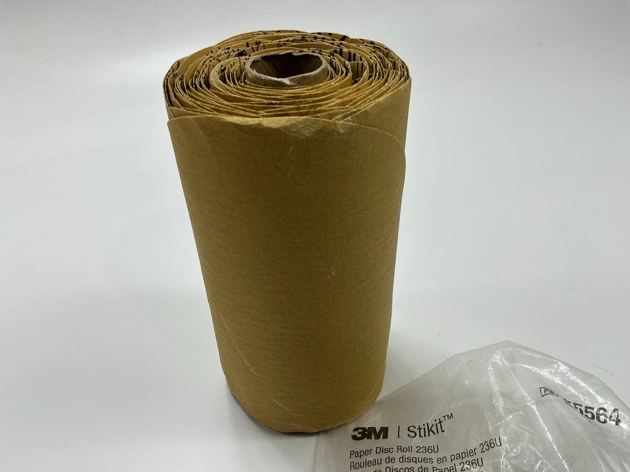 3M 55564 P180 Grit Stikit Aluminum Oxide PSA 6'' Sanding Disc Roll, 100 / Roll