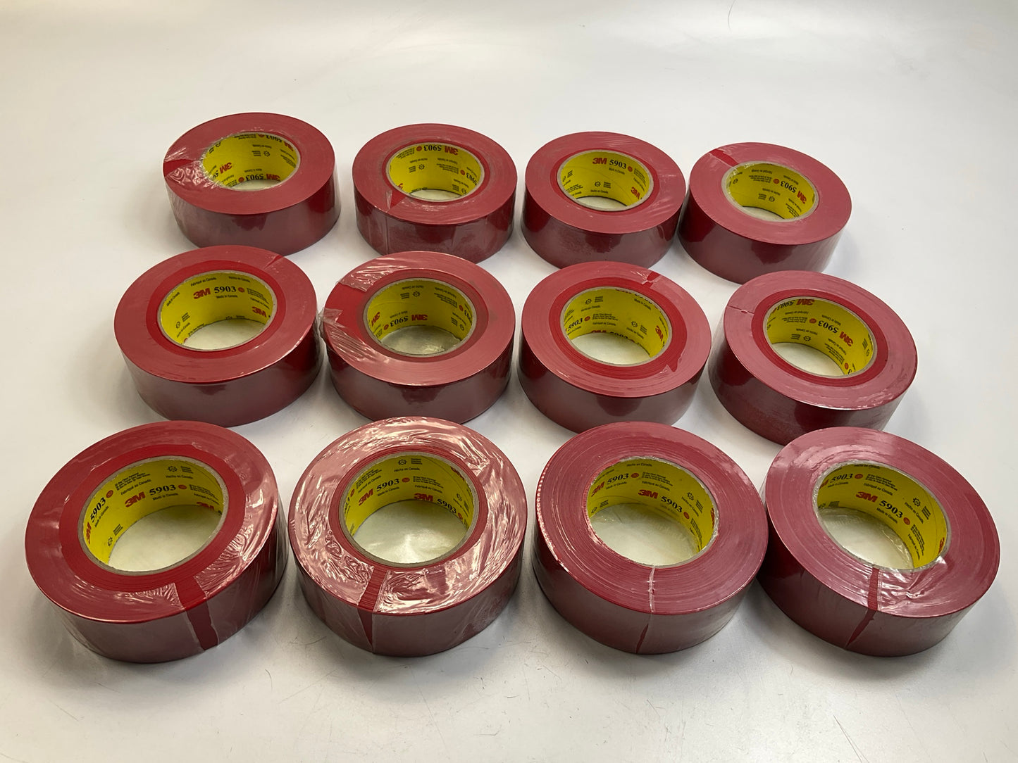 (12) 3M 5903 Outdoor Masking Poly Tape Red, 1.88''x60 Yard (48mm X 54.8M) 7.5 Mil