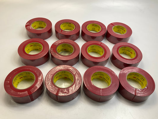 (12) 3M 5903 Outdoor Masking Poly Tape Red, 1.88''x60 Yard (48mm X 54.8M) 7.5 Mil