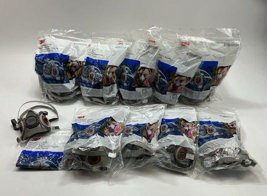 10 Pack - 3M 6100/07024 Reusable Half Facepiece Mask Respirator, Size Small