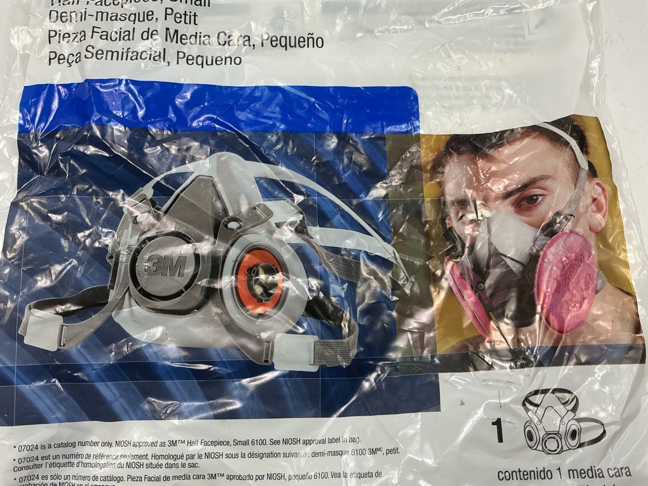3M 6100/07024 Reusable Half Facepiece Mask Respirator, Size Small
