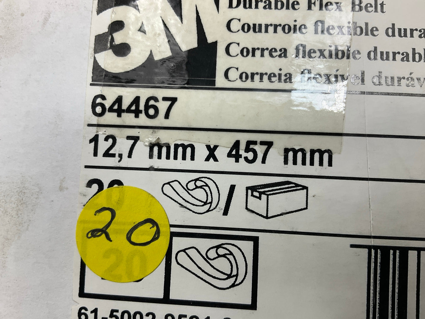 3M 64467 Scotch-Brite Fine Grade 1/2 In. X 18 In. Durable Flex Belt, Box Of 20