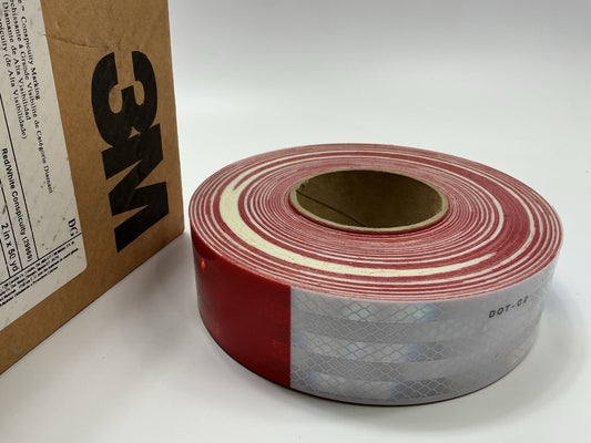 3M 67636 Diamond Grade Conspicuity Marking Roll Red/White Tape (2'' X 50 Yard)