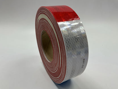 3M 67636 Diamond Grade Conspicuity Marking Roll Red/White Tape (2'' X 50 Yard)