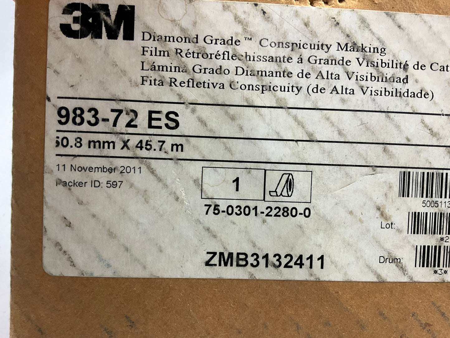 3M 67816 Diamond Grade 983-72 ES Red Reflective Conspicuity Tape 2'' X 150 Feet