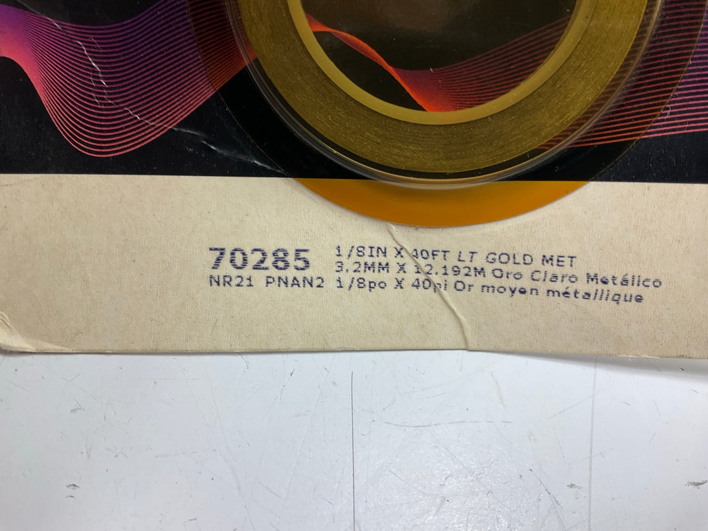 3M 70285 Pinstripe Striping Auto Stripe Tape, 1/8'' X 40', Light Gold Metallic