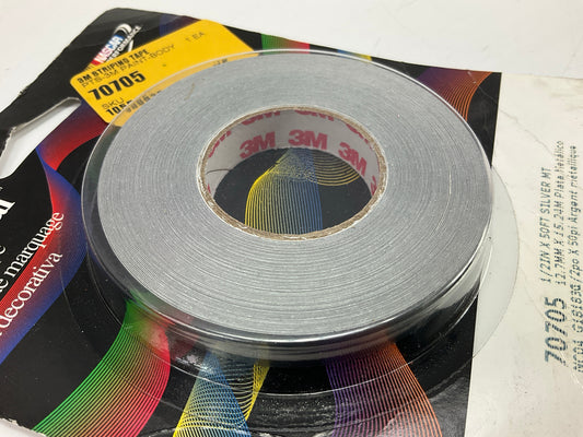3M 70705 Pinstripe Striping Tape 1/2''x50' Silver Metallic Scotchcal Stripe Tape