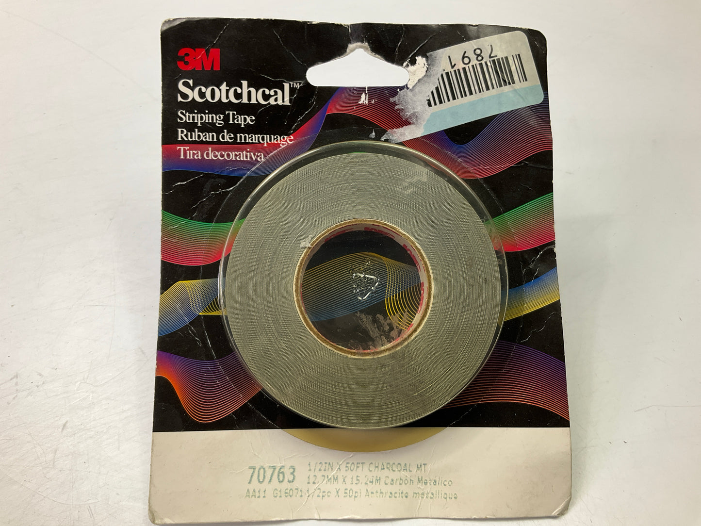 3M 70763 Pinstripe Auto Stripe Striping Tape, 1/2'' X 50 Feet, Charcoal Metallic
