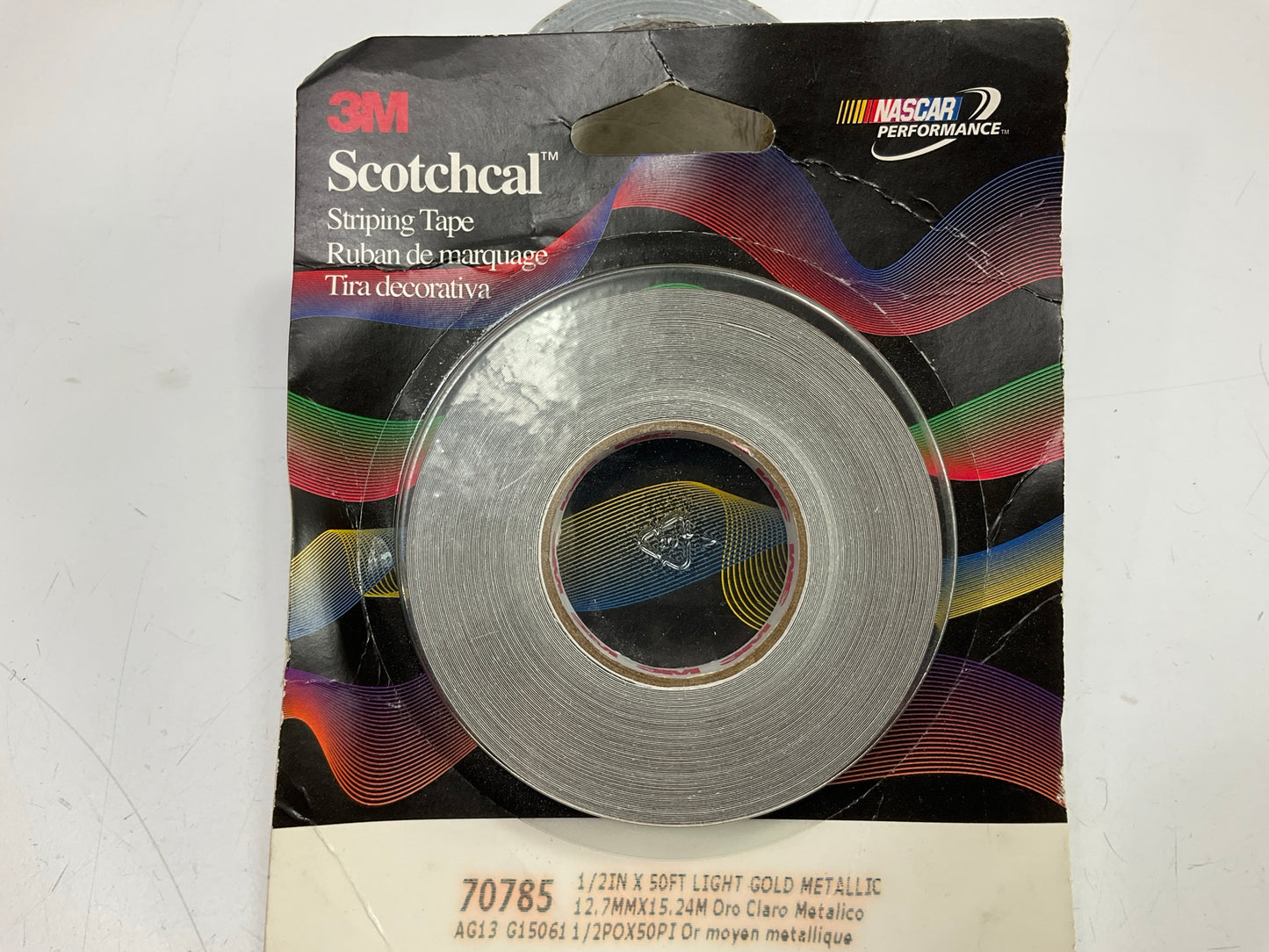 3M 70785 Pinstripe Auto Stripe Striping Tape, 1/2''X50' Light Gold Metallic