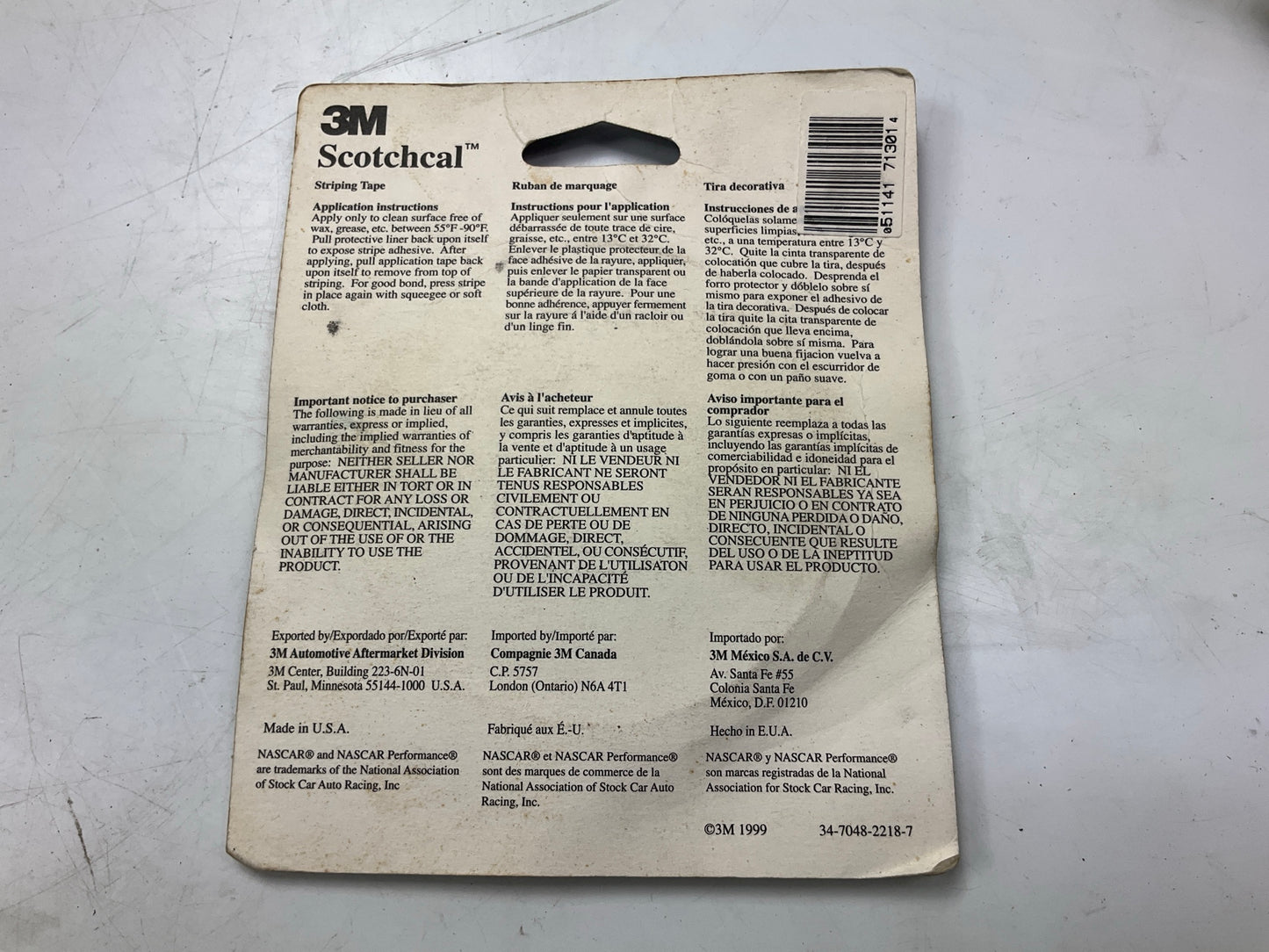 3M 71301 3M Scotchcal Striping Tape , White, 5/16 In X 50 Feet