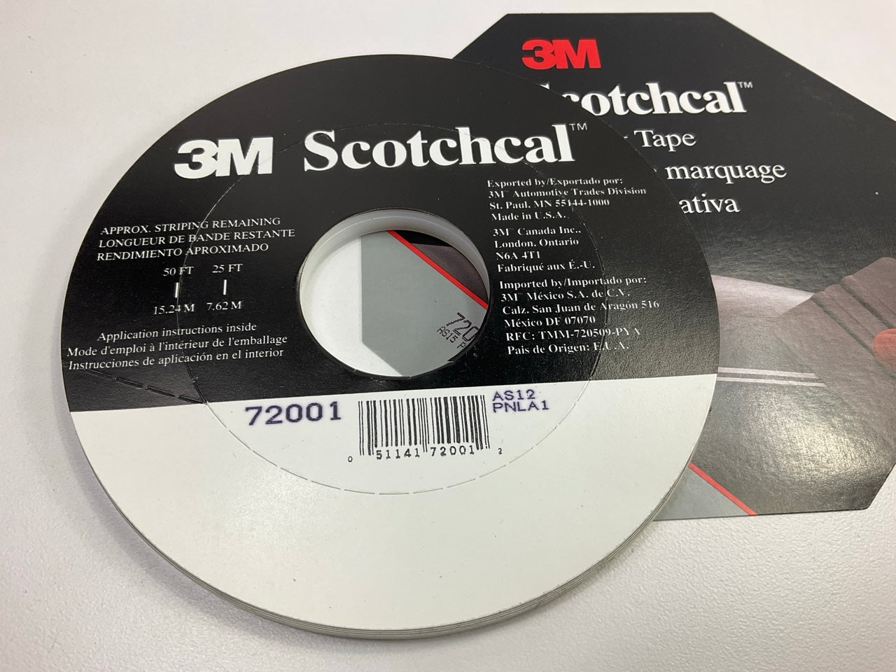 3M 72001 Scotchcal 150' X 3/16'' White Double Striping Automotive Stripe Tape
