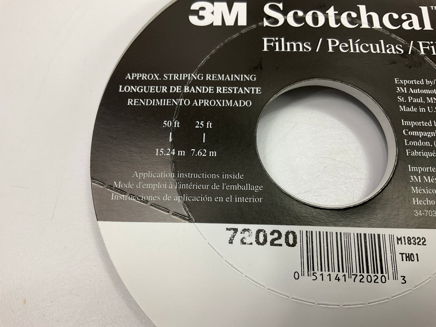3M 72020 3/16'' X 150' Scotchcal Striping Automotive Stripe Tape, Silver Starfire