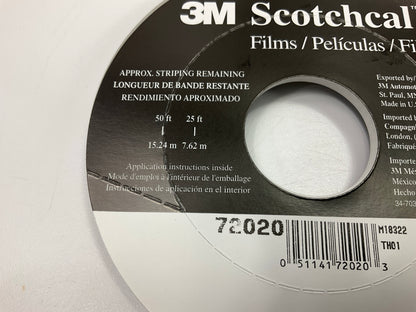 3M 72020 3/16'' X 150' Scotchcal Striping Automotive Stripe Tape, Silver Starfire