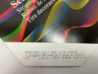 3M 72020 3/16'' X 150' Scotchcal Striping Automotive Stripe Tape, Silver Starfire