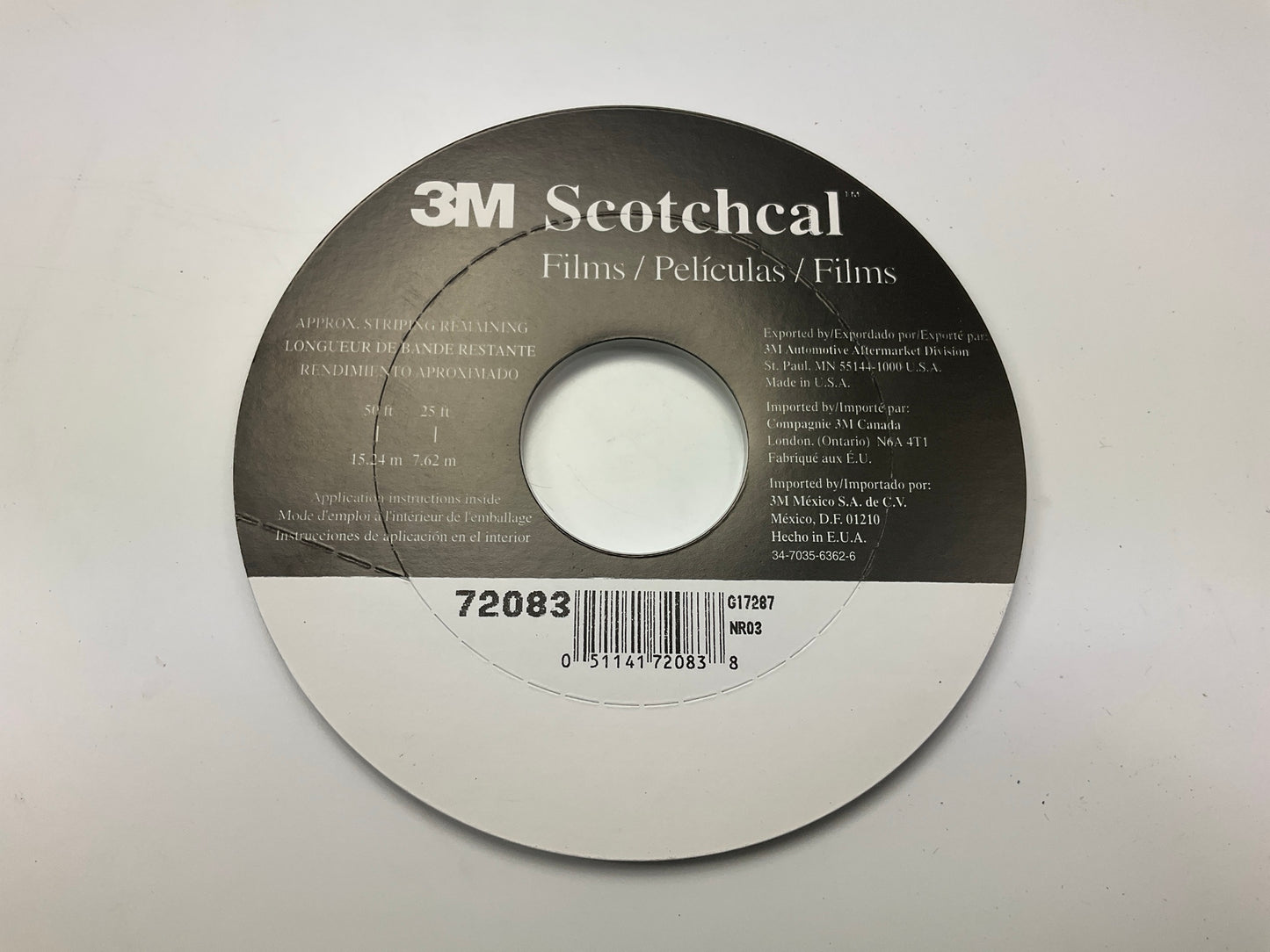 3M 72083 Pinstripe Striping Tape 3/16'' X 150ft  Medium Silver Metallic