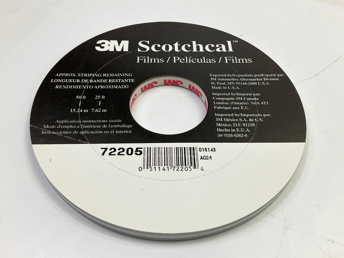3M Scotchcal 72205 Silver Metallic Striping Automotive Stripe Tape 1/4'' X 150'
