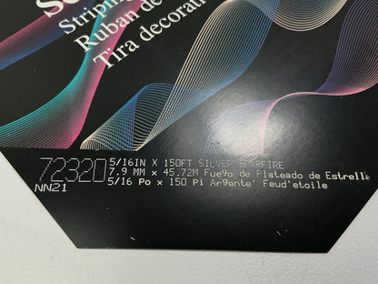 3M 72320 Pinstripe Striping Auto Stripe Tape, 5/16'' X 150', Silver Starfire