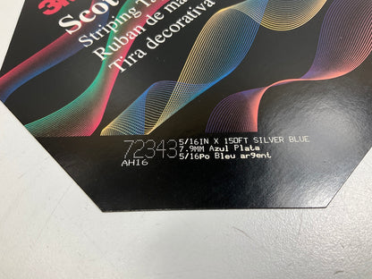 3M 72343 Scotchcal Pinstripe Striping Tape 5/16'' X 150' Silver Blue Stripe Tape