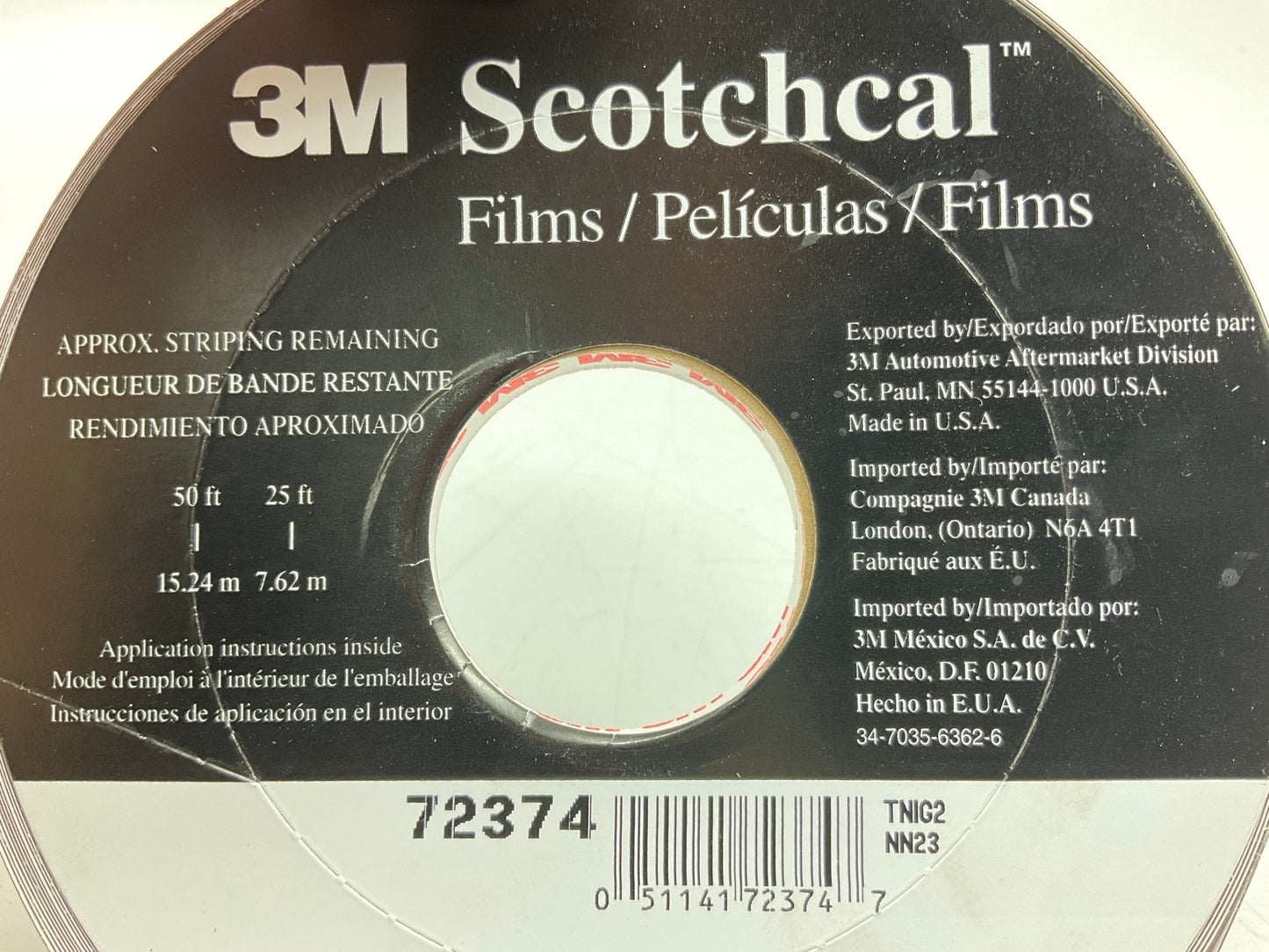 3M 72374 Pinstripe Striping Tape 5/16'' X 150' Double Burgandy Metallic Scotchcal
