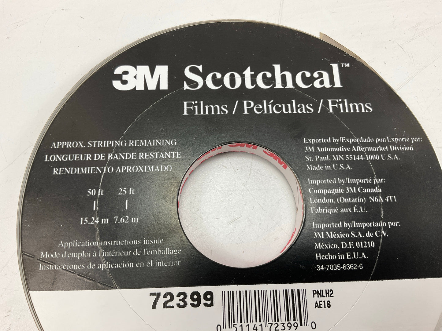 3M 72399 Double Pinstripe Striping Tape 5/16'' X 150' Bright Gold Scotchcal