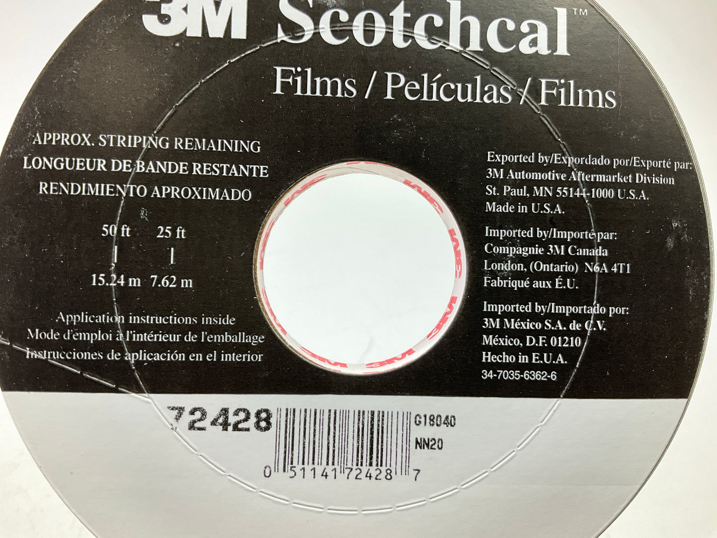 3M Scotchcal 72428 Pewter Double Stripe Striping Automotive Tape 1/2'' X 150'