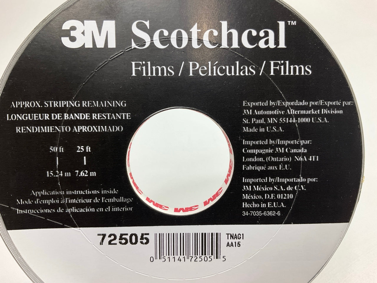 3M 72505 Pinstripe Striping Automotive Stripe Tape - 3/8'' X 150' Silver Metallic