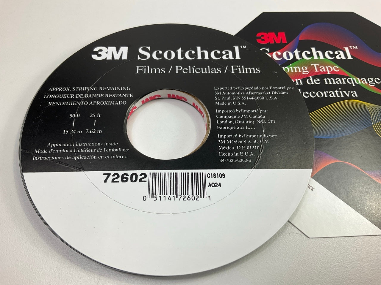 3M Scotchcal 72602 Black Striping Automotive Stripe Tape, 1/4'' X 150'