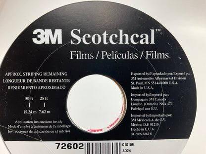 3M Scotchcal 72602 Black Striping Automotive Stripe Tape, 1/4'' X 150'