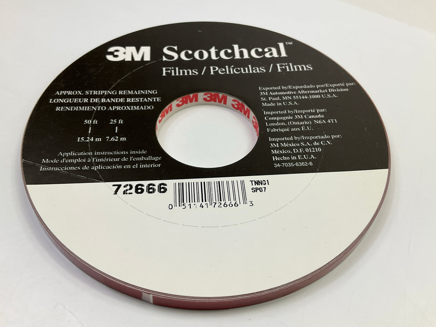 3M 72666 Pinstripe Striping Tape, 1/4'' X 150 Feet, Dark Red