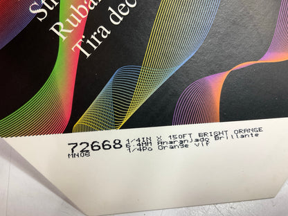 3M 72668 Pinstripe Striping Stripe Tape, Bright Orange, 1/4'' Wide X 150' Long