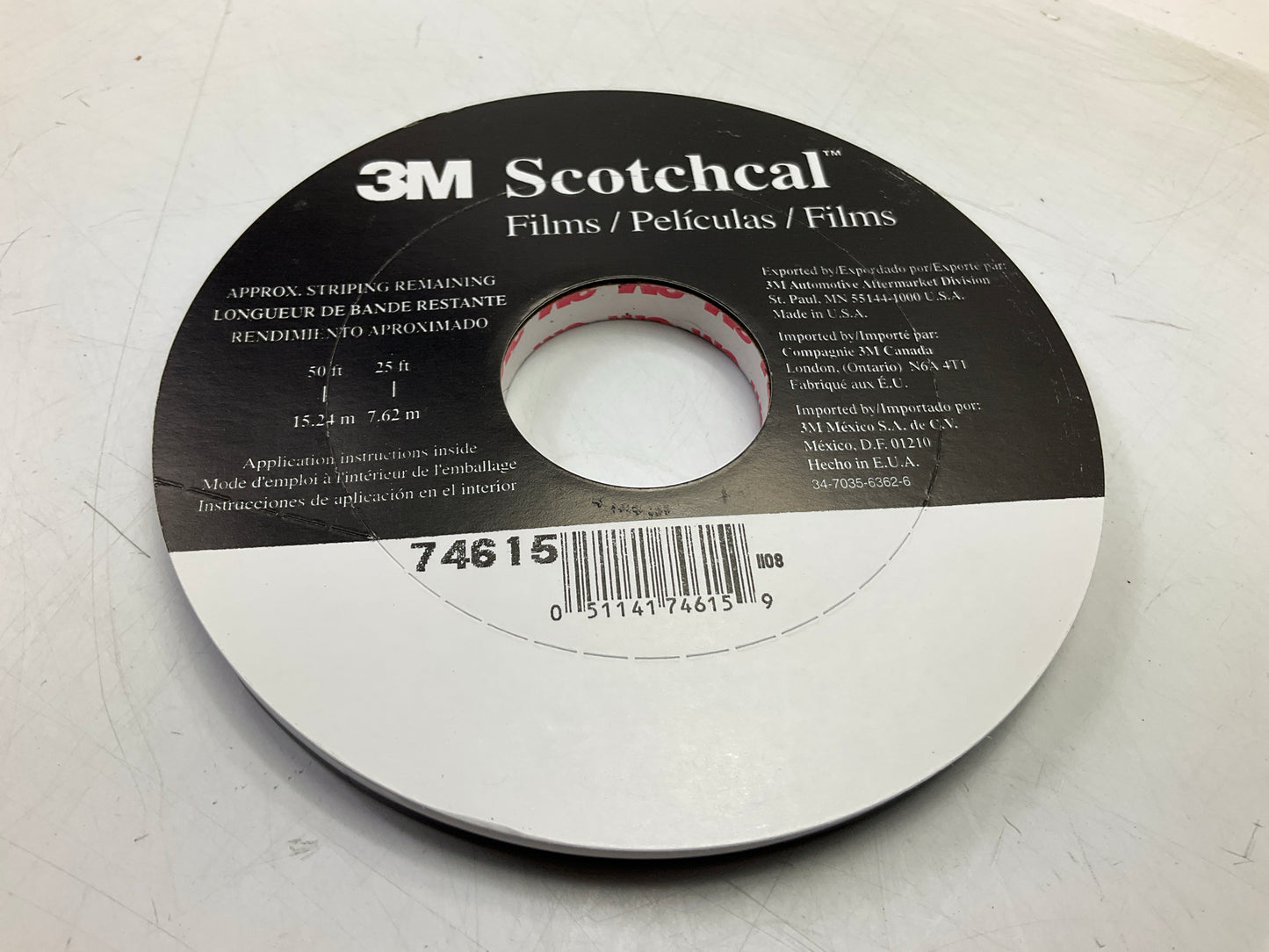 3M Scotchcal 74615 Black / Silver Metallic Striping Automotive Tape 5/16'' X 150'