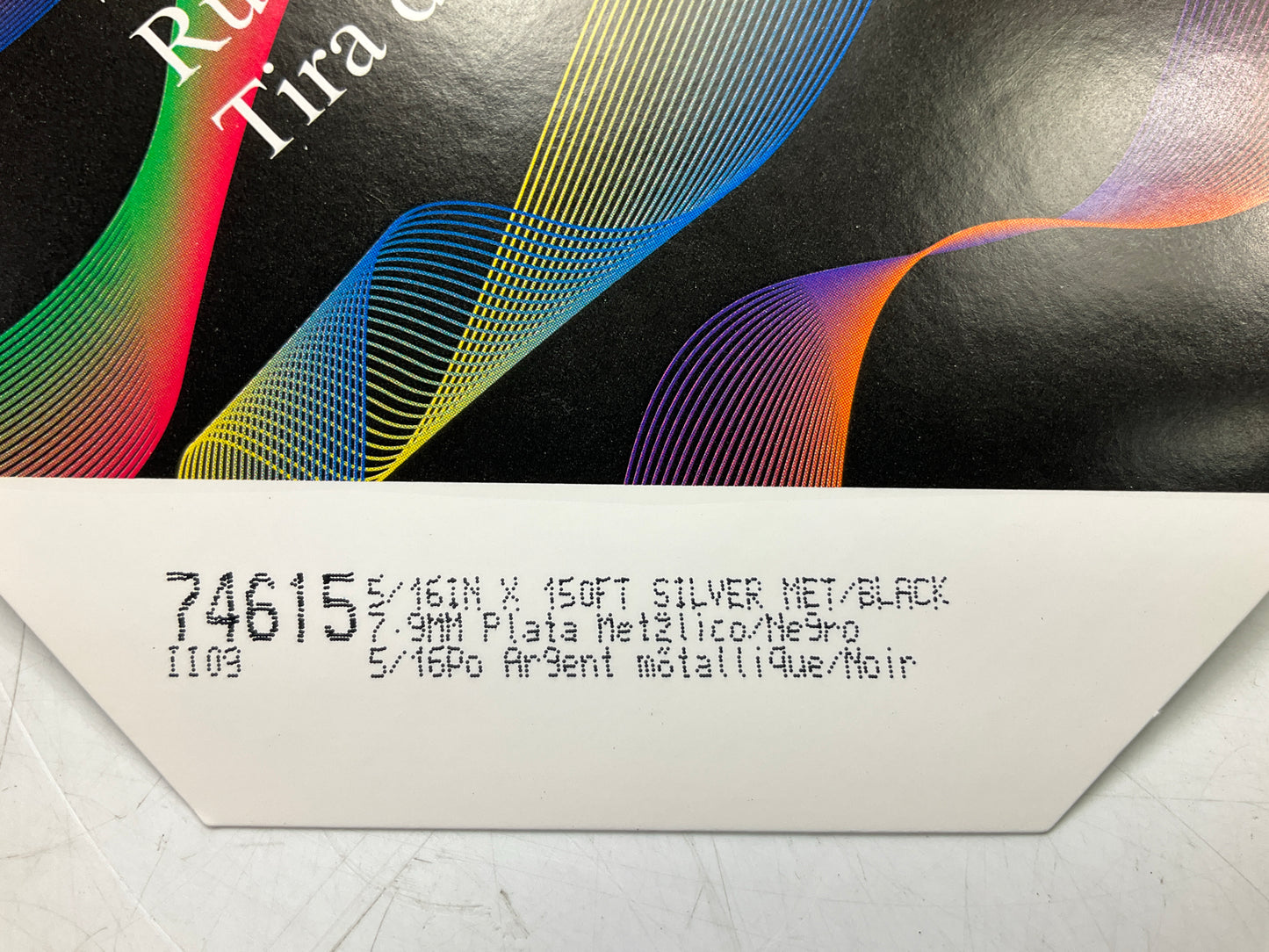 3M Scotchcal 74615 Black / Silver Metallic Striping Automotive Tape 5/16'' X 150'