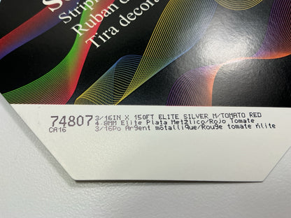 3M 74807 Pinstripe Striping Tape 3/16 In X 150 Feet, Elite Silver/Tomato Red