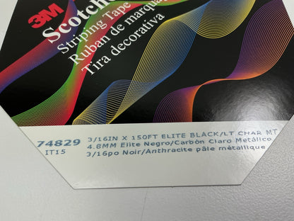 3M 74829 Black / Light Charcoal Metallic Striping Auto Stripe Tape 3/16'' X 150'
