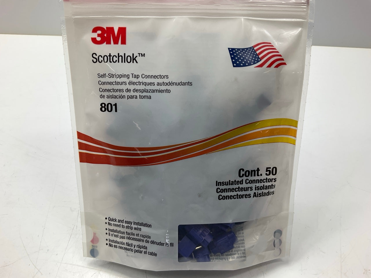 3M 801 Scotchlok Blue Quick Splice Connectors, 14-18 Gauge (50 Pack)