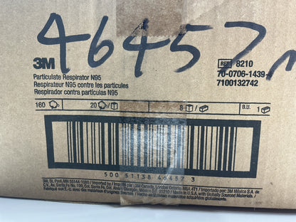 3M 8210 N95 Mask Disposable Particulate Respirator, Case Of 160, EXP 11/2026