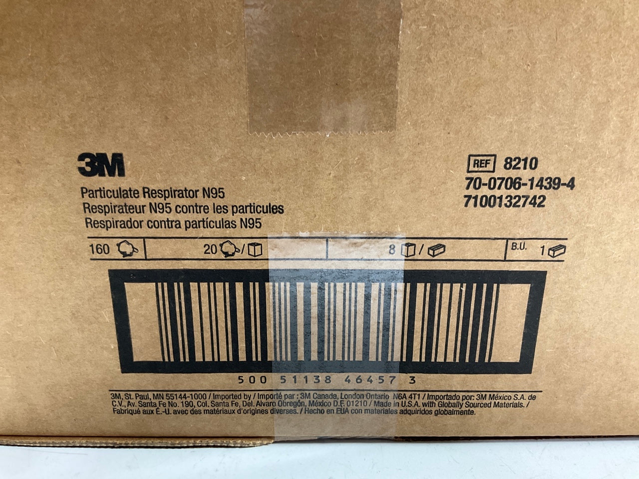 DAMAGED BOX 3M 8210 N95 Particulate Respirator Face Mask 1 Full Case (160 Masks)