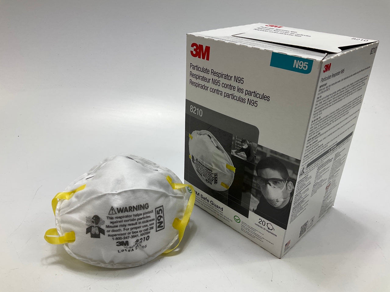 3M 8210 N95 Particulate Respirator Face Mask - 1 Full Case (160 Masks Total)