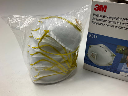 10 Pack - 3M 8511 N95 Particulate Respirator Face Mask W/ Exhalation Valve