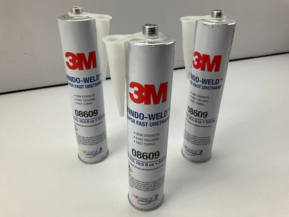 (3) 3M 8609 Window-Weld Super Fast Urethane Caulk Adhesive 10.5 Fl Oz Cartridges