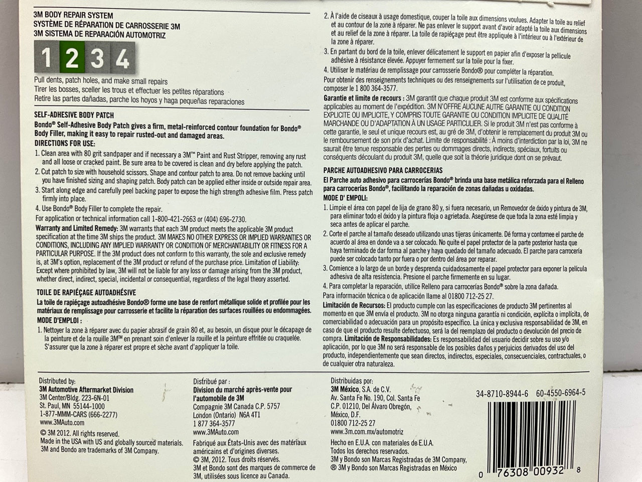 Pack Of 2 - 3M 932 Bondo Self Adhesive Patch 5.9''X5.8'' - STAGE 2