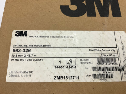 3M 963-326 Conspicuity Reflective Tape, 2'' W X 50 Yd, 10 Mil Thick, Red/White