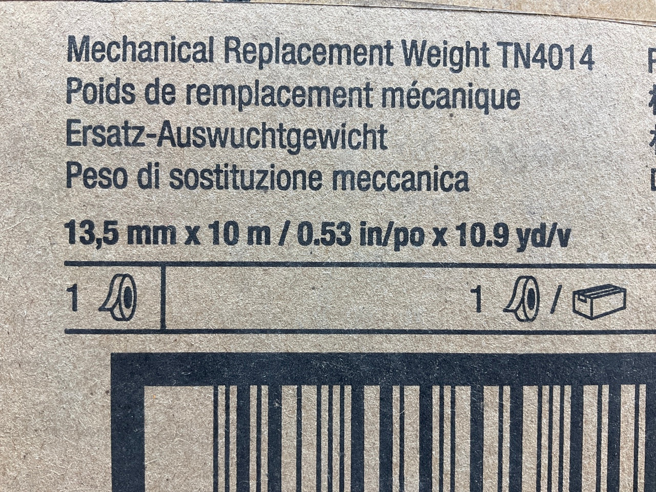 3M 99427 Mechanical Replacement Wheel Weight Roll TN4014, 13.5mm X 10m