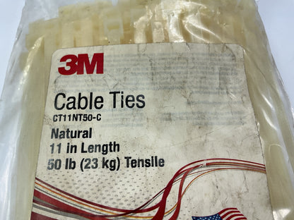 3M CT11NT50-C, 11'', 3'' Bundle, 50 Lb Strength, Natural, Cable Tie , 100 Pack