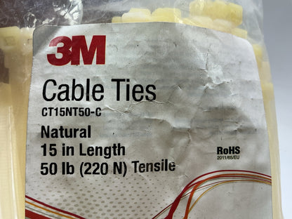 3M CT15NT50-C 50 Lb 15'' Cable Ties, 6 Packs Of 100 Pcs Each = 600 Zip Ties Total