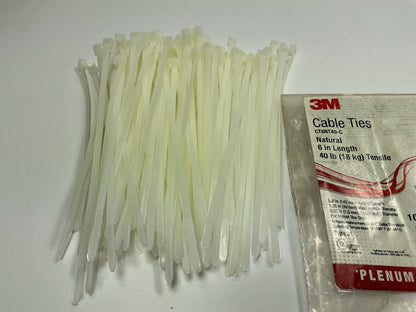 3M CT6NT40-C Cable Ties 6'' L, 1-1/4'' Max Bundle Dia, Nylon 6/6, 40 Lb, 100 Pack