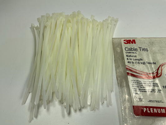 3M CT6NT40-C Cable Ties 6'' L, 1-1/4'' Max Bundle Dia, Nylon 6/6, 40 Lb, 100 Pack