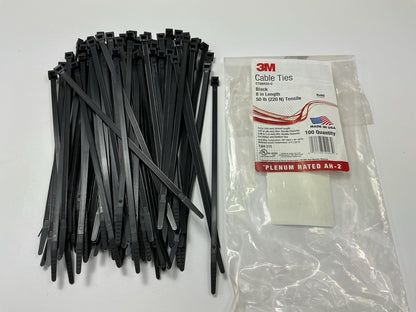 3M CT8BK50-C Cable Zip Ties - Bag Of 100, 8'' Long, 50 Lb Tensile Strength